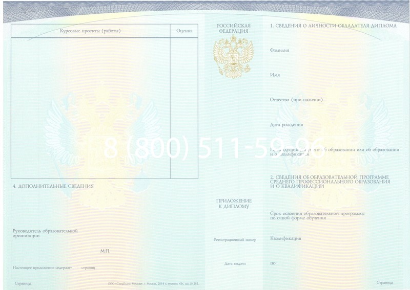 Купить Диплом о среднем образовании (Спецбланк) 2014-2024 года в Тамбове