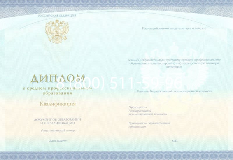 Купить Диплом о среднем образовании (Спецбланк) 2014-2024 года в Тамбове
